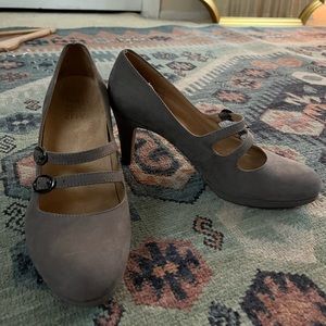 Suede double buckle stiletto heel